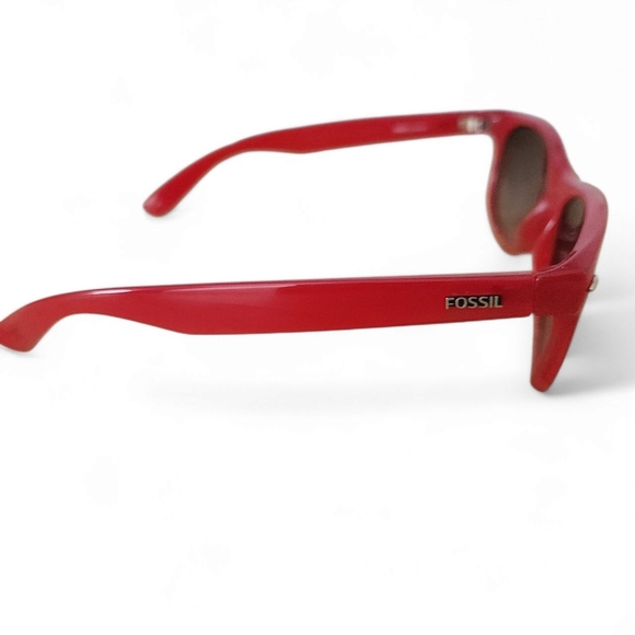 FOSSIL Wave Red Wayfarer Sunglasses brown lens - Picture 1 of 10